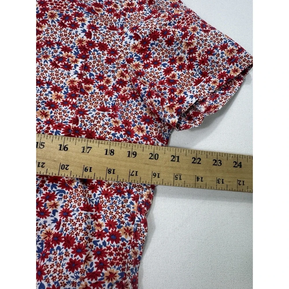 J Crew Mercantile Flex Men Medium Floral Button Shirt Red Vacation Modern Casual